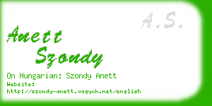 anett szondy business card